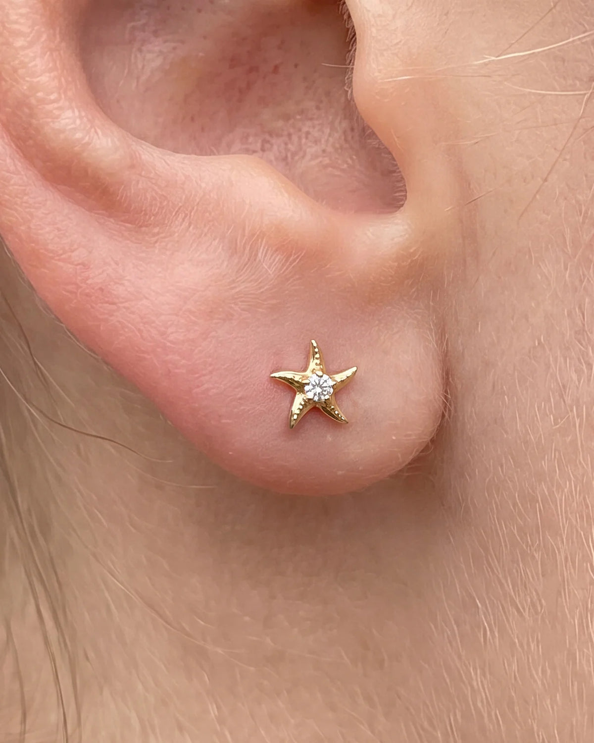 Moonlit Sea Star Flatback Stud - Gold Crystal Clear - image 11
