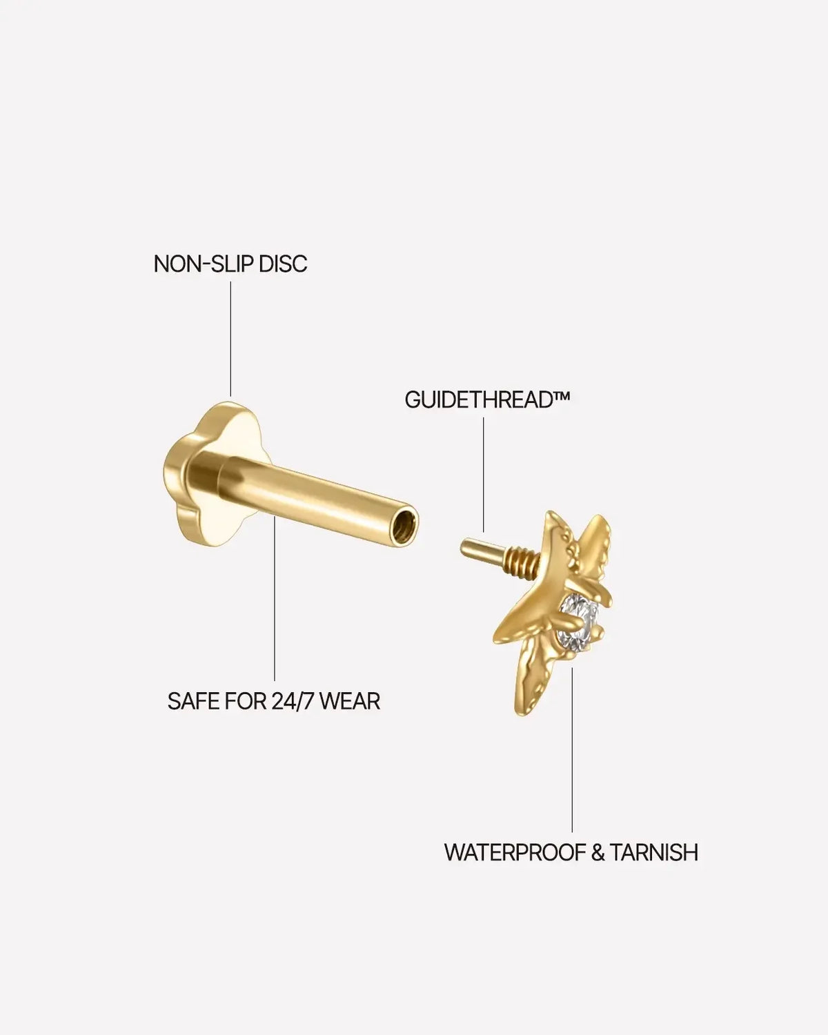 Moonlit Sea Star Flatback Stud - Gold Crystal Clear - image 20
