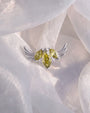 Ribbonwing Butterfly Flatback Stud - Silver Olive Green - image 2