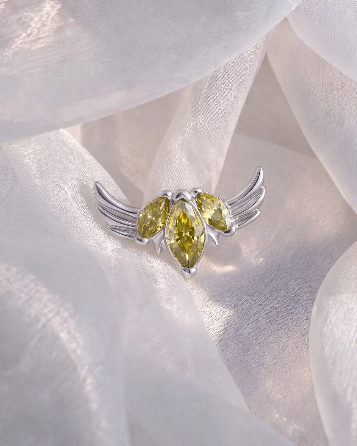 Ribbonwing Butterfly Flatback Stud - Silver Olive Green - image 2