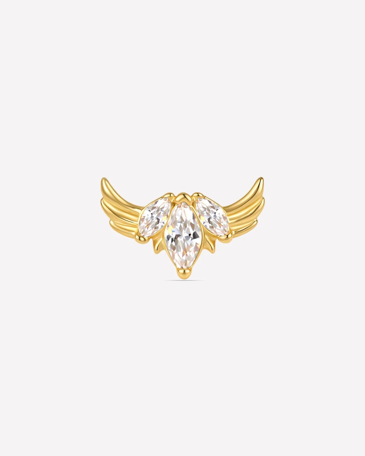 Ribbonwing Butterfly Flatback Stud - Gold Crystal Clear - image 1