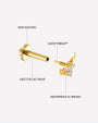 Ribbonwing Butterfly Flatback Stud - Gold Crystal Clear - image 6