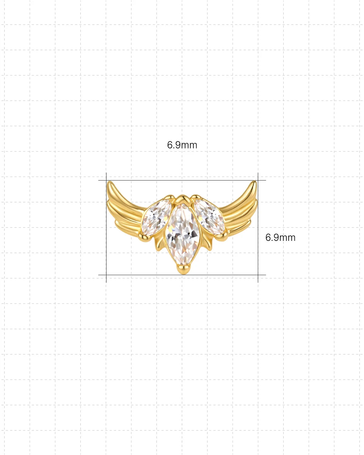 Ribbonwing Butterfly Flatback Stud - Gold Crystal Clear - image 9
