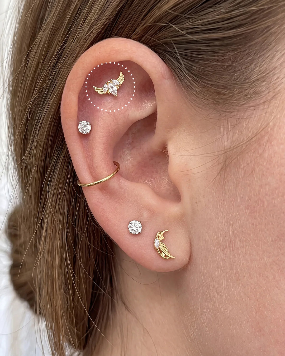 Ribbonwing Butterfly Flatback Stud - Gold Crystal Clear - image 11