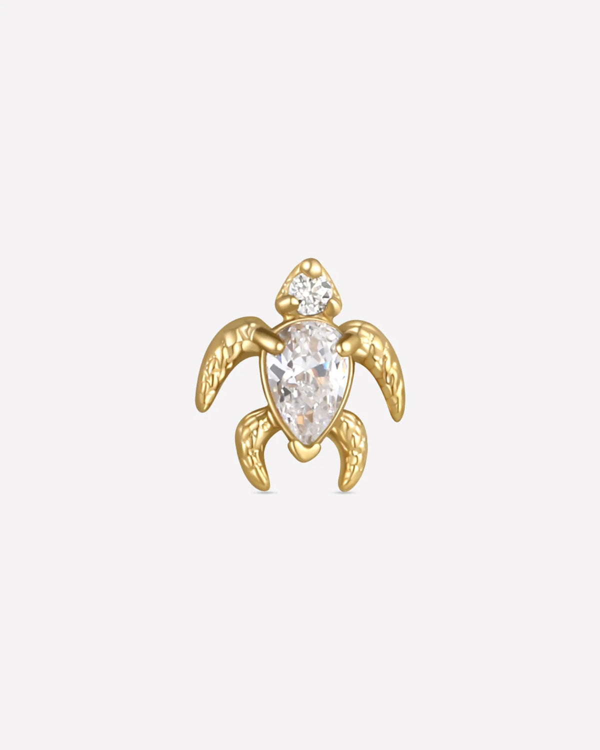 Thalassa Sea Turtle Flatback Stud - Gold Crystal Clear - image 1