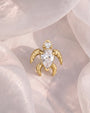 Thalassa Sea Turtle Flatback Stud - Gold Crystal Clear - image 3
