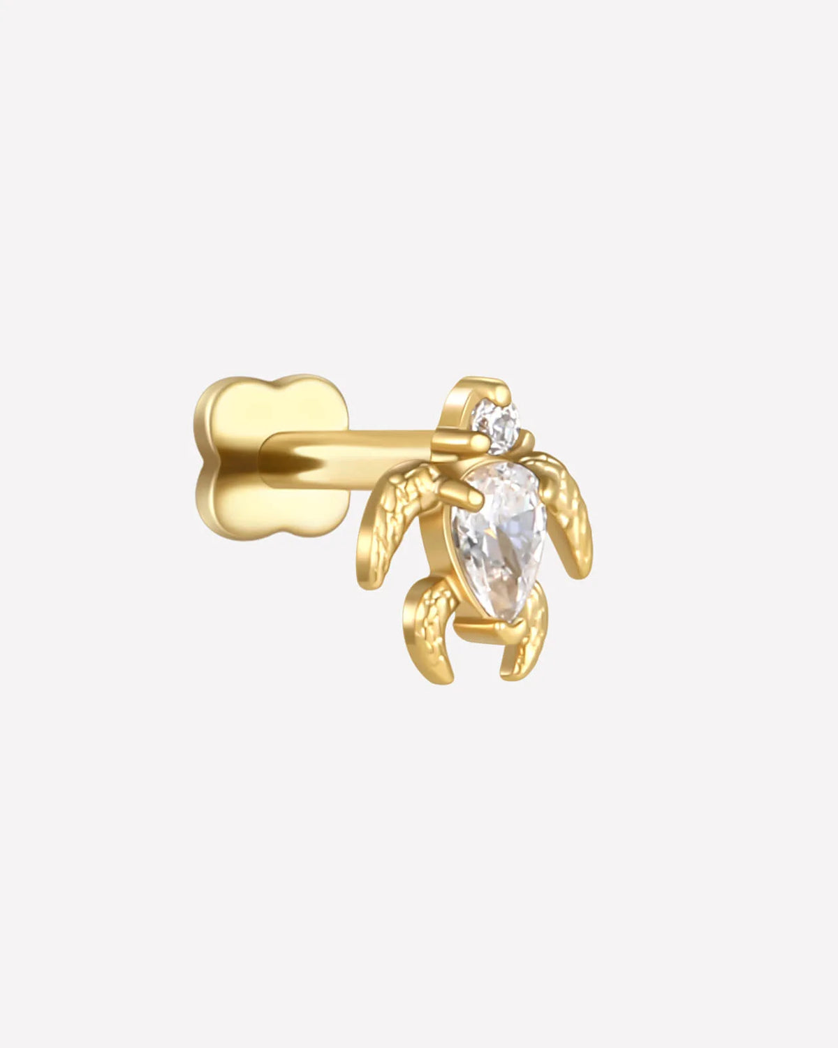 Thalassa Sea Turtle Flatback Stud - Gold Crystal Clear - image 12