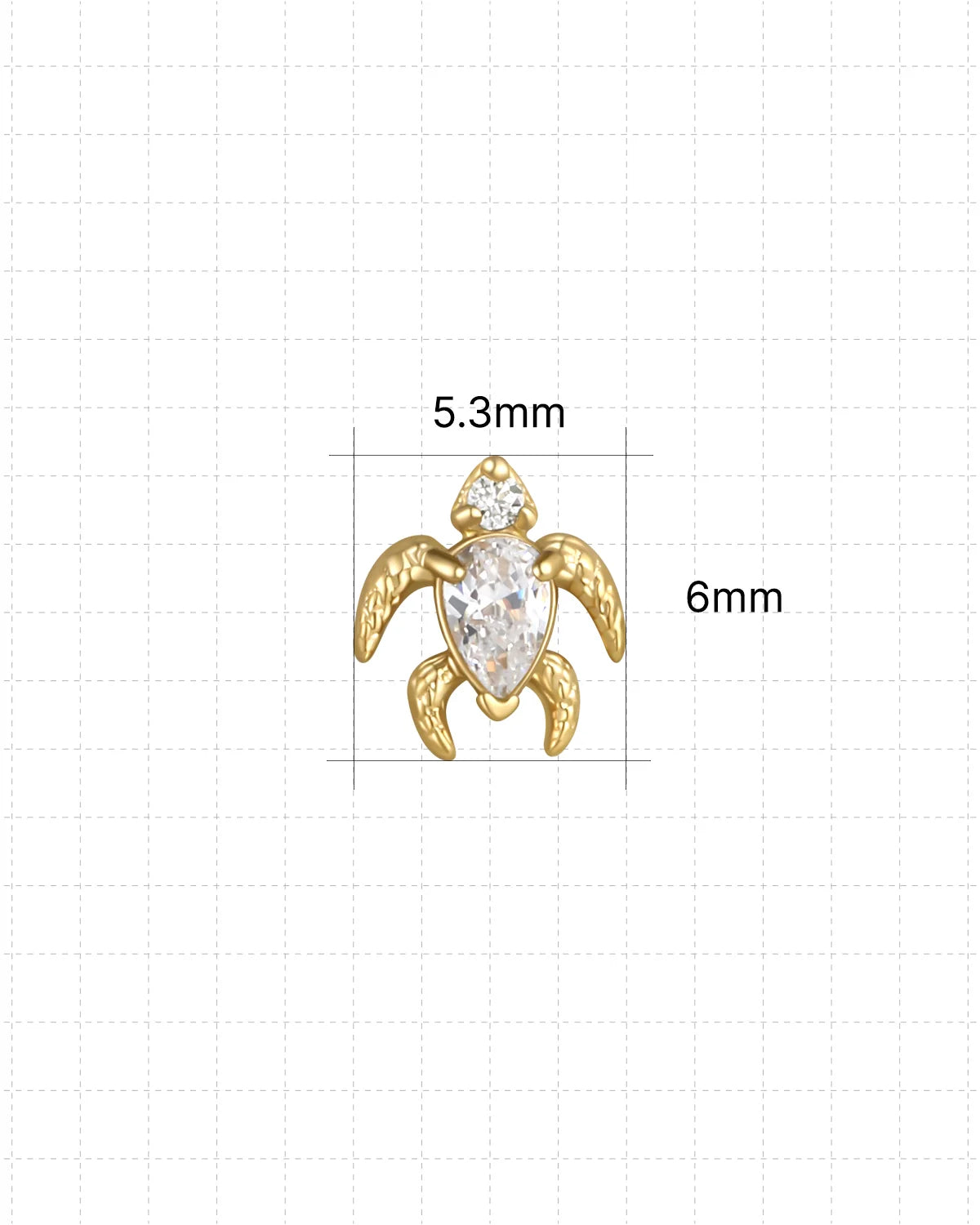 Thalassa Sea Turtle Flatback Stud - Gold Crystal Clear - image 15