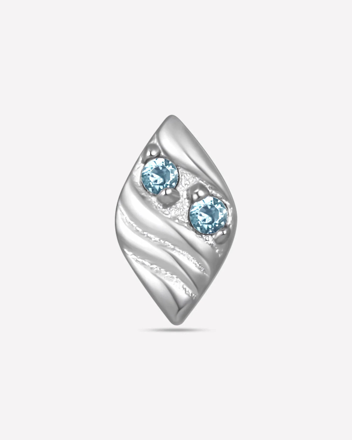 Twin Azure Leaf Flatback Stud - Silver Ocean Mist - image 1