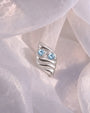 Twin Azure Leaf Flatback Stud - Silver Ocean Mist - image 2