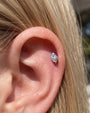 Twin Azure Leaf Flatback Stud - Silver Ocean Mist - image 4