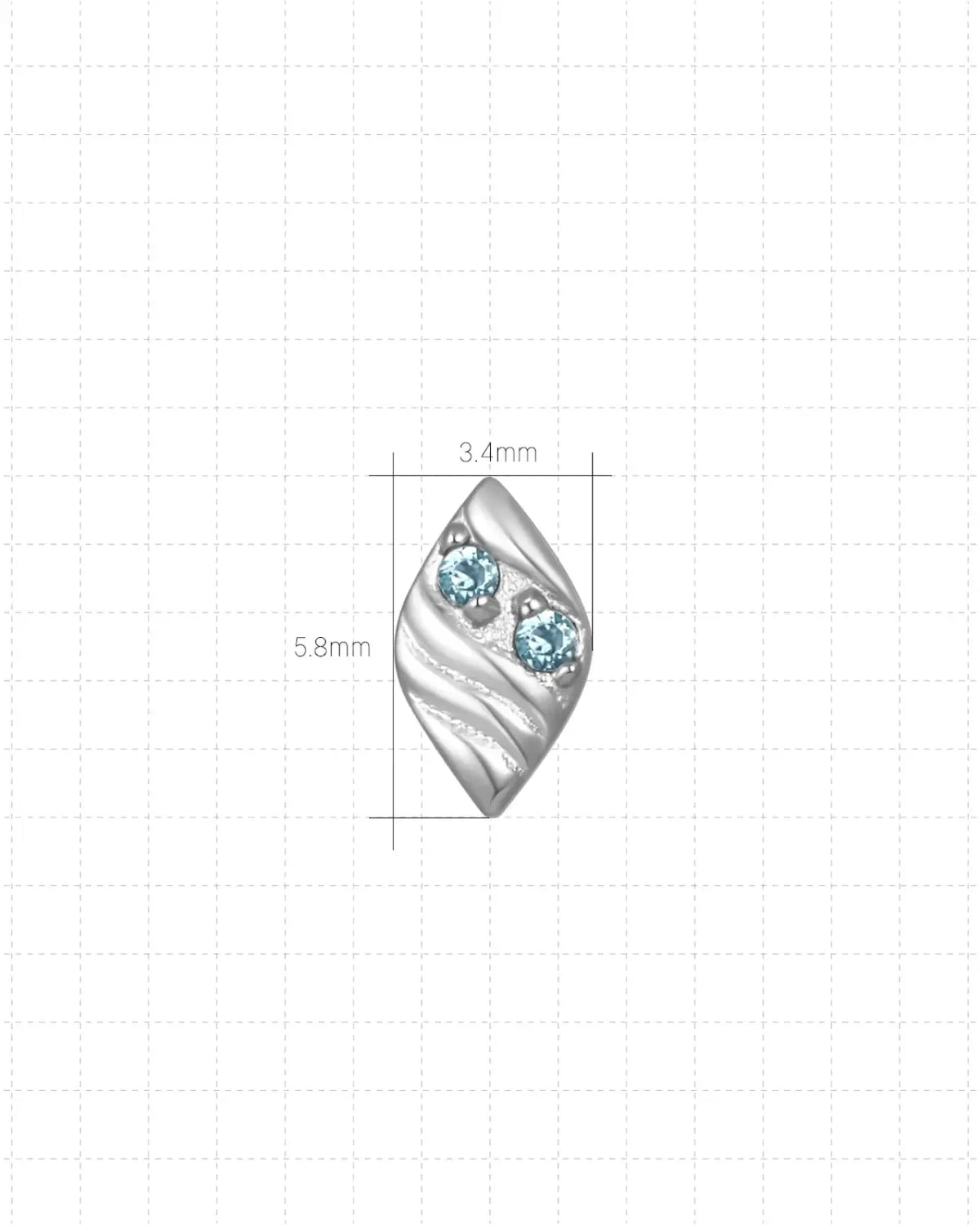 Twin Azure Leaf Flatback Stud - Silver Ocean Mist - image 6