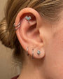 Twin Azure Leaf Flatback Stud - Silver Ocean Mist - image 11