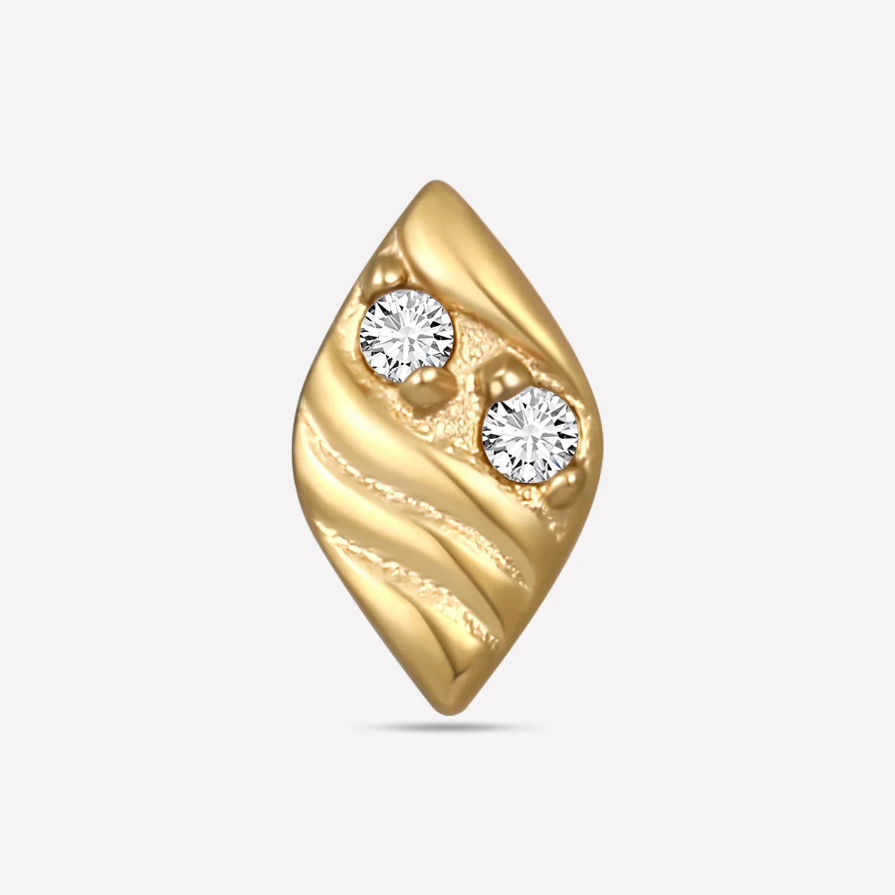 Twin Azure Leaf Flatback Stud - Gold Crystal Clear - image 1