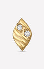 Twin Azure Leaf Flatback Stud - Gold Crystal Clear - image 1