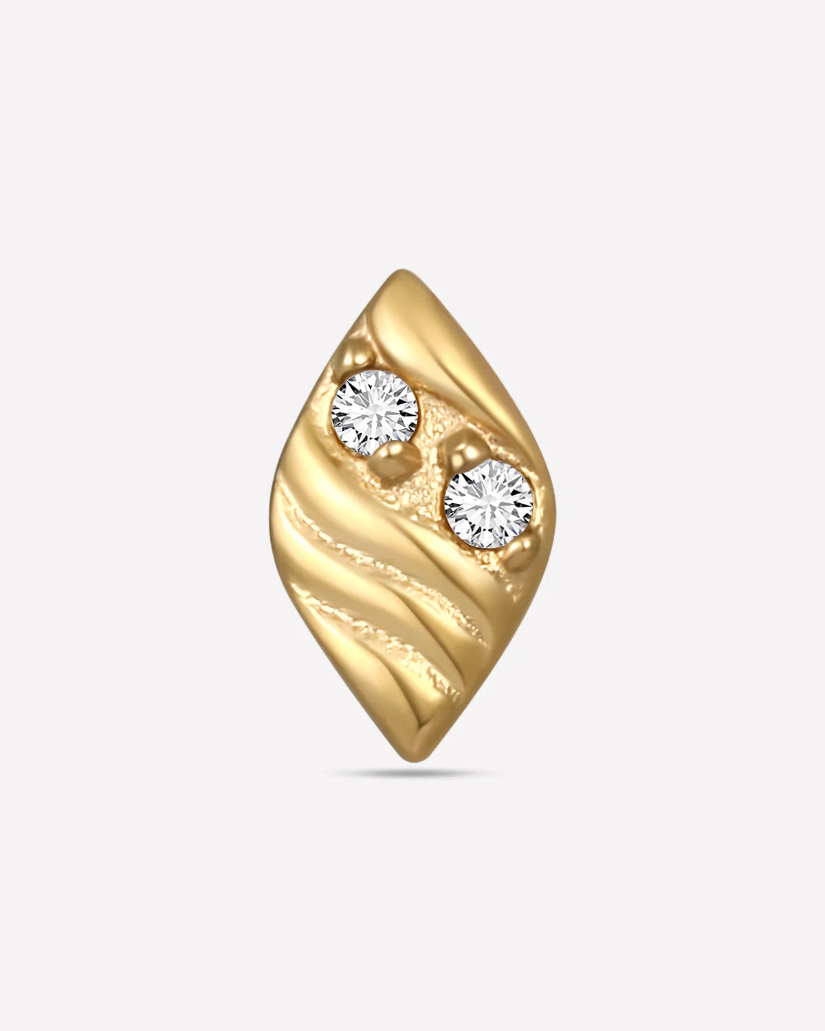 Twin Azure Leaf Flatback Stud - Gold Crystal Clear - image 1