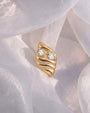 Twin Azure Leaf Flatback Stud - Gold Crystal Clear - image 2
