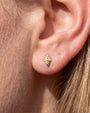 Twin Azure Leaf Flatback Stud - Gold Crystal Clear - image 3