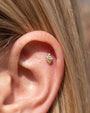 Twin Azure Leaf Flatback Stud - Gold Crystal Clear - image 4