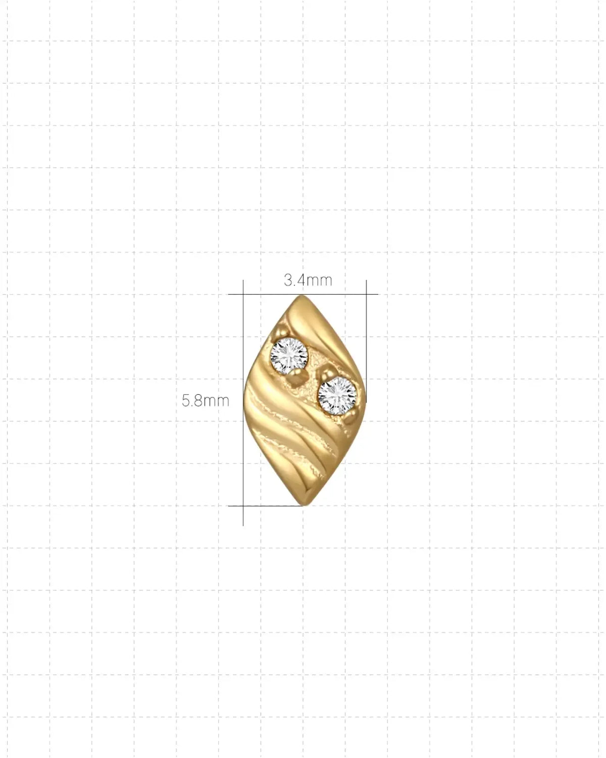 Twin Azure Leaf Flatback Stud - Gold Crystal Clear - image 6