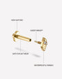 Twin Azure Leaf Flatback Stud - Gold Crystal Clear - image 7