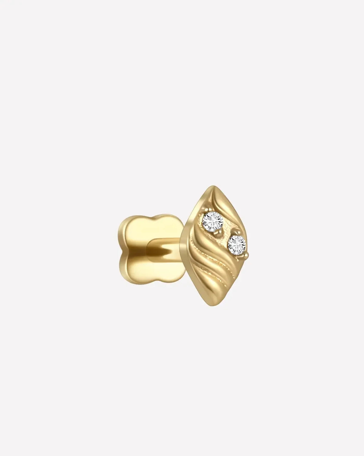 Twin Azure Leaf Flatback Stud - Gold Crystal Clear - image 9
