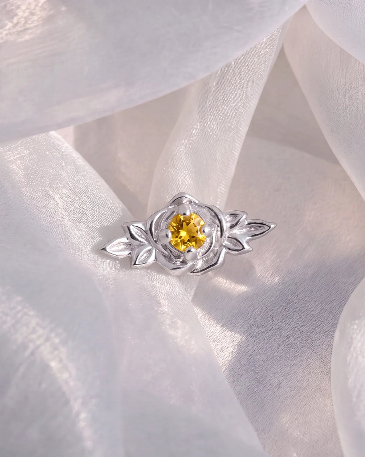 Petite Blossom Flatback Stud - Silver Champagne Glow - image 2