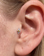 Petite Blossom Flatback Stud - Silver Champagne Glow - image 3