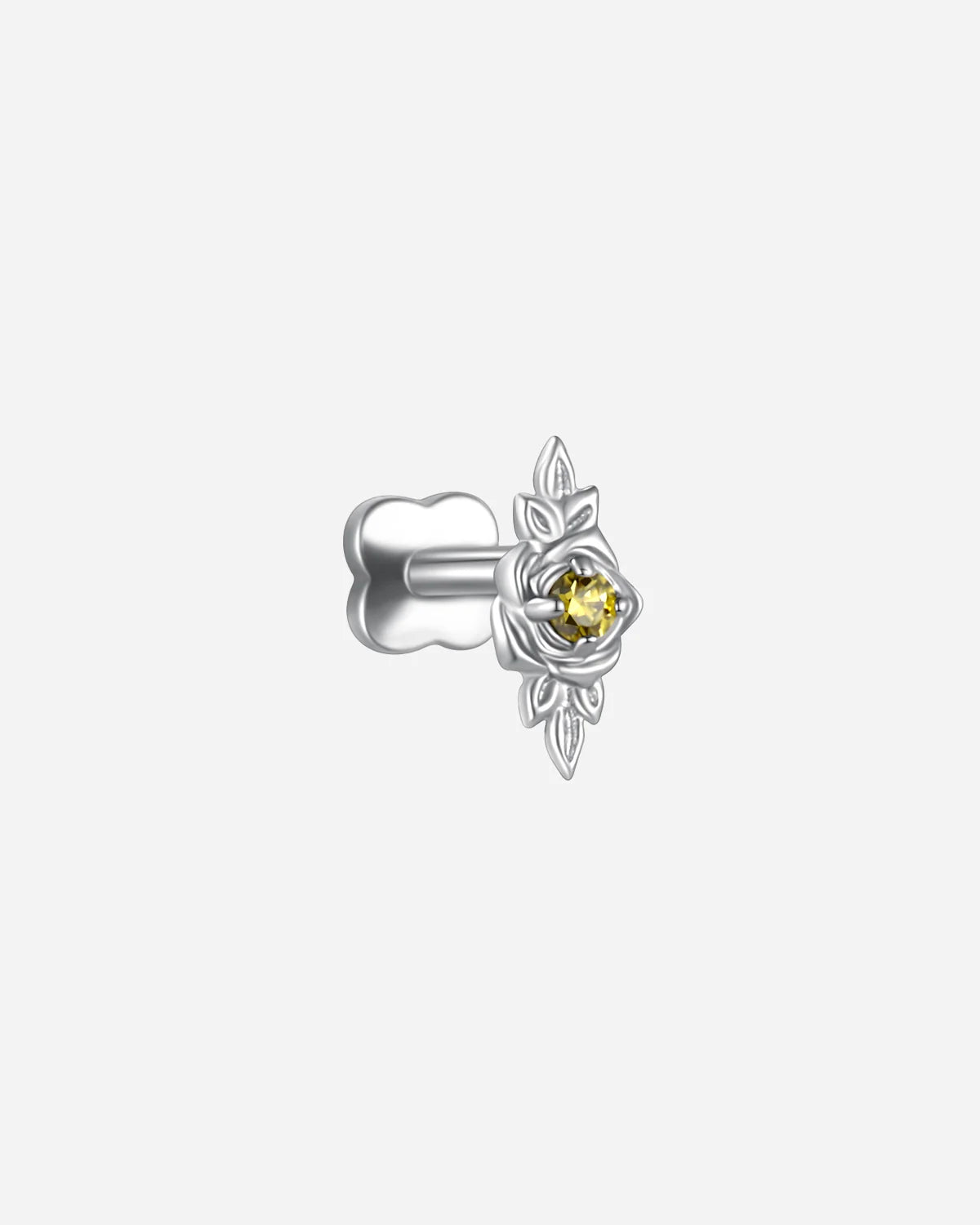 Petite Blossom Flatback Stud - Silver Champagne Glow - image 7