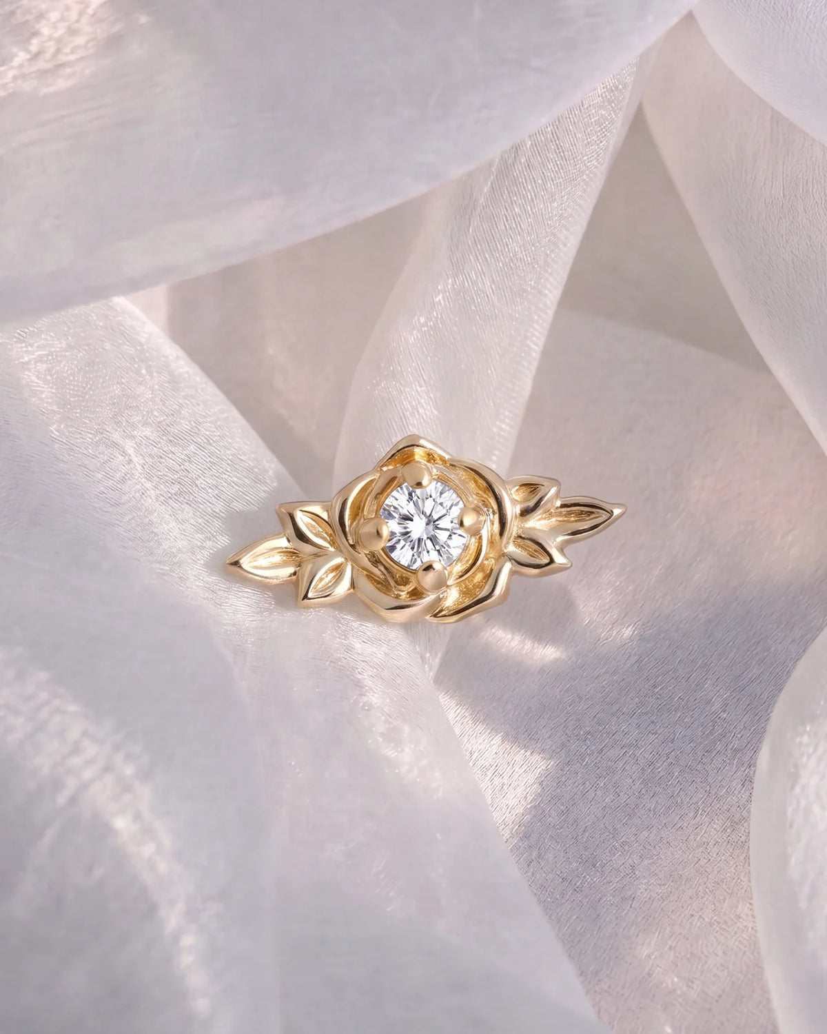 Petite Blossom Flatback Stud - Gold Crystal Clear - image 2
