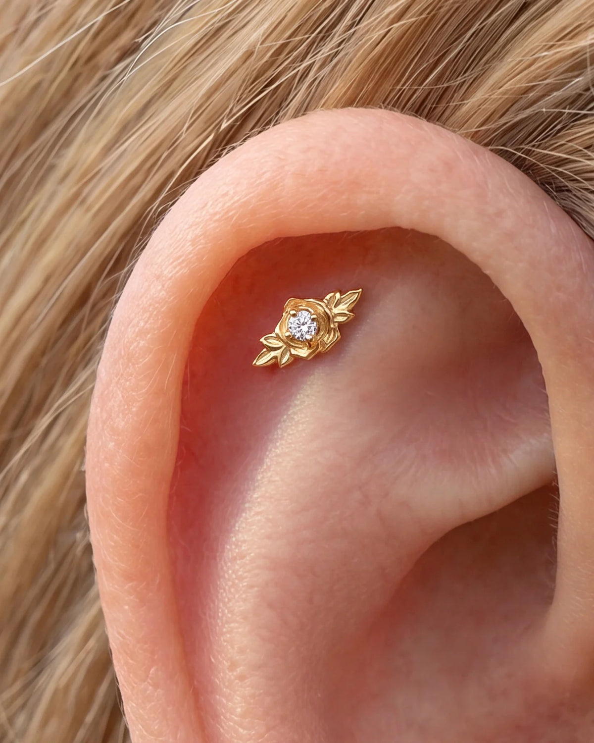 Petite Blossom Flatback Stud - Gold Crystal Clear - image 5