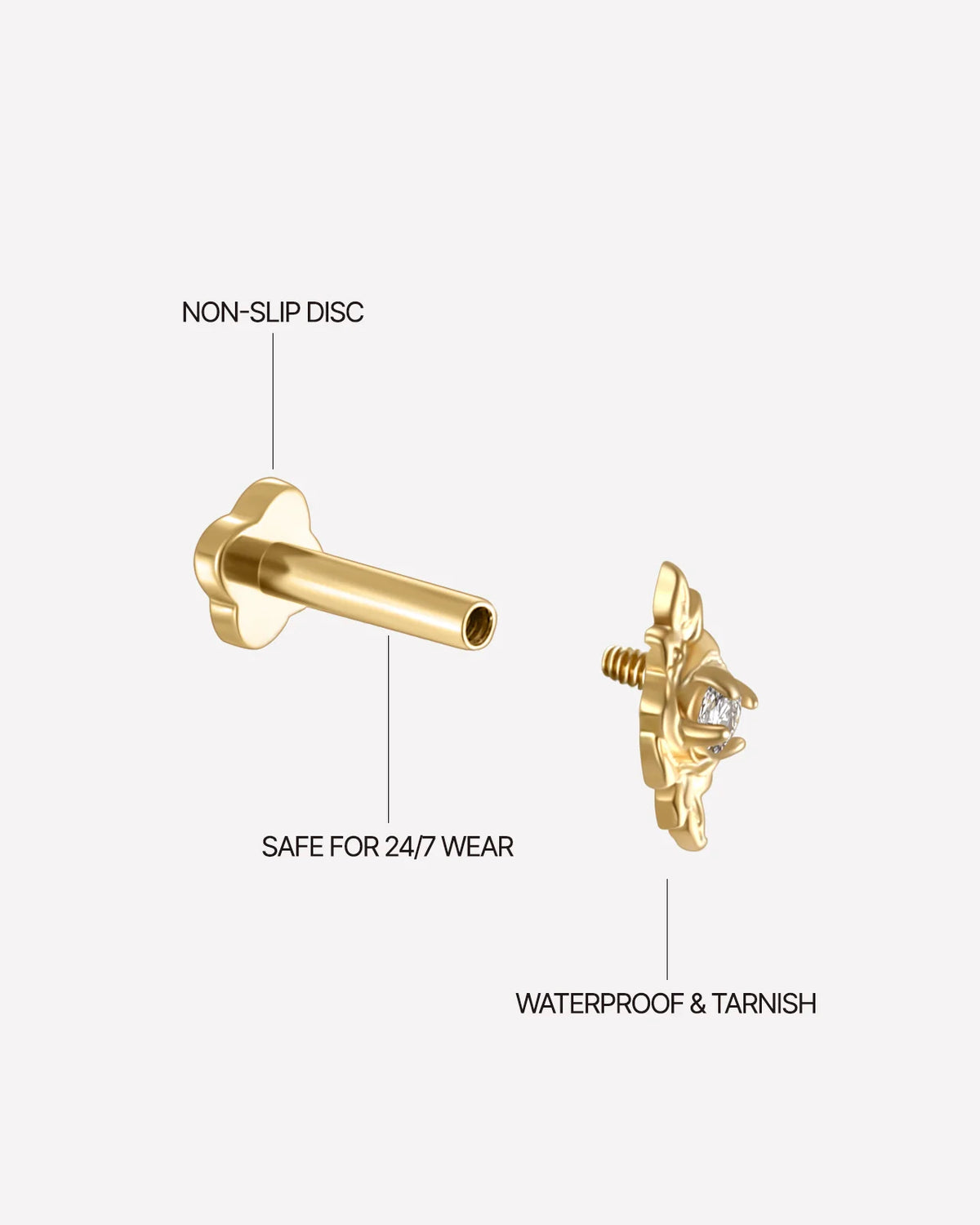 Petite Blossom Flatback Stud - Gold Crystal Clear - image 12