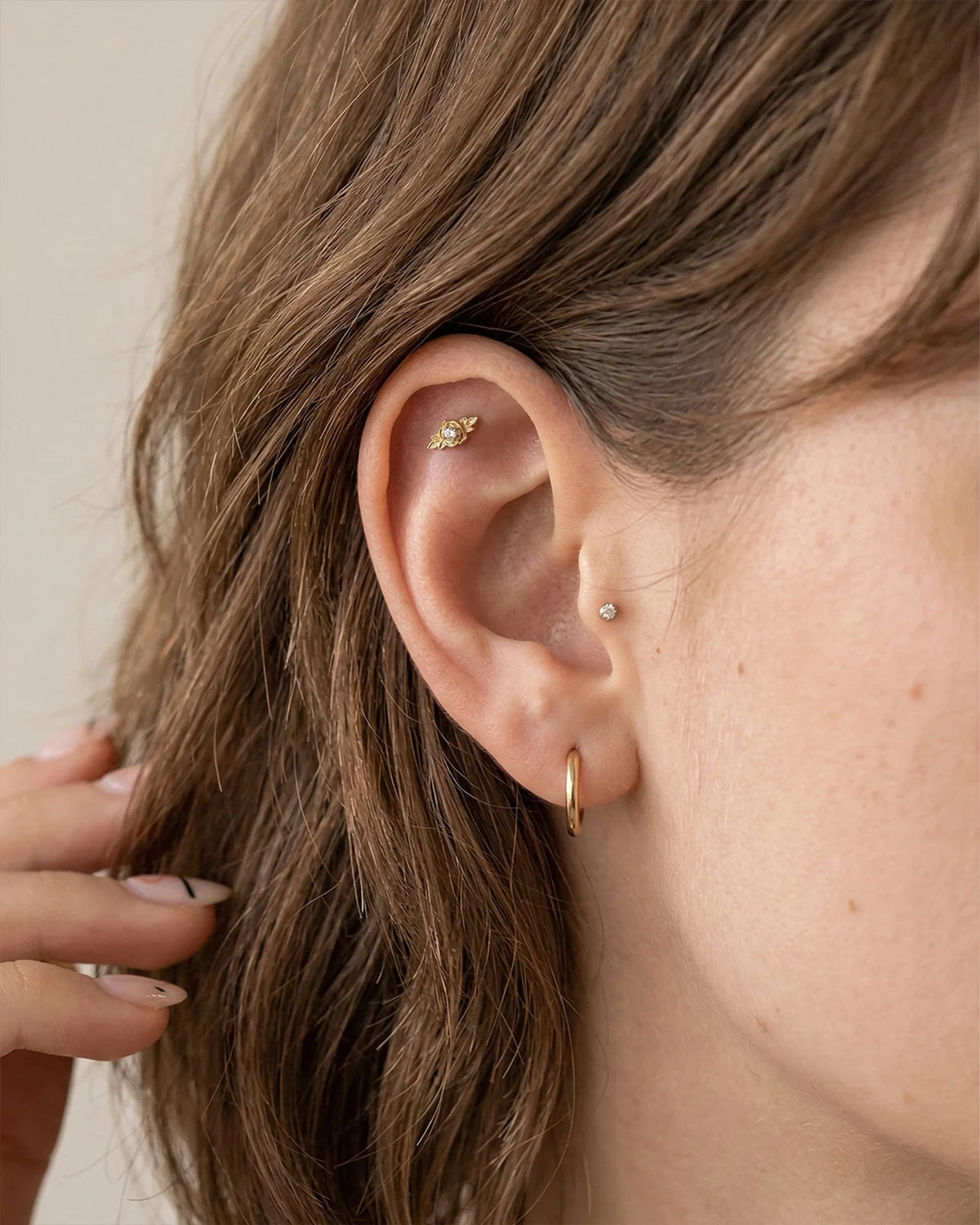 Petite Blossom Flatback Stud - Gold Crystal Clear - image 13