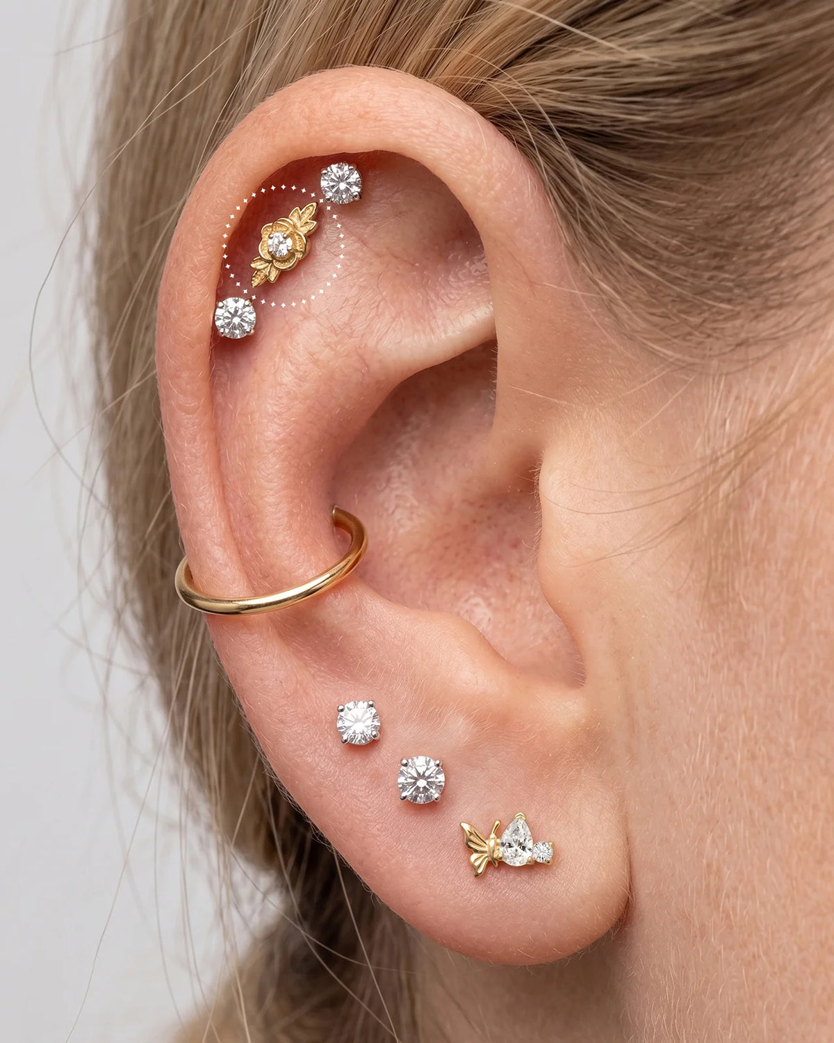 Petite Blossom Flatback Stud - Gold Crystal Clear - image 15