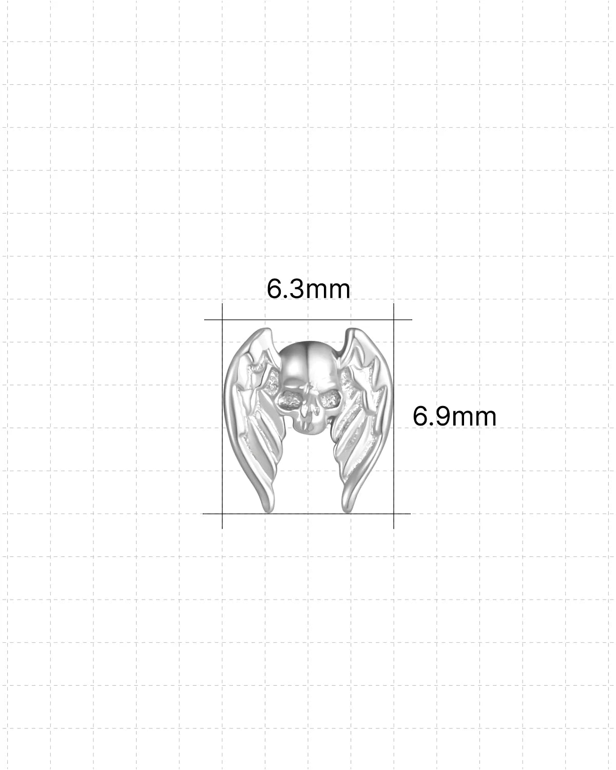 Vesperwing Skull Flatback Stud - Silver - image 6