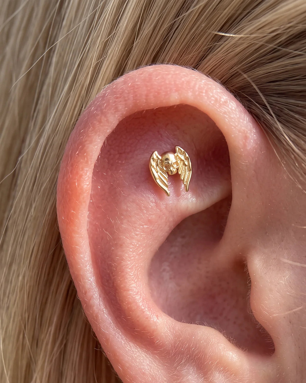 Vesperwing Skull Flatback Stud - Gold - image 4