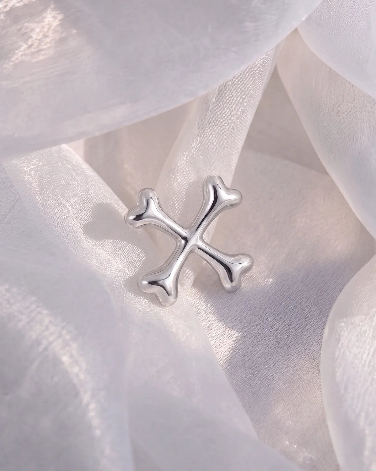Crossbones Flatback Stud - Silver - image 2