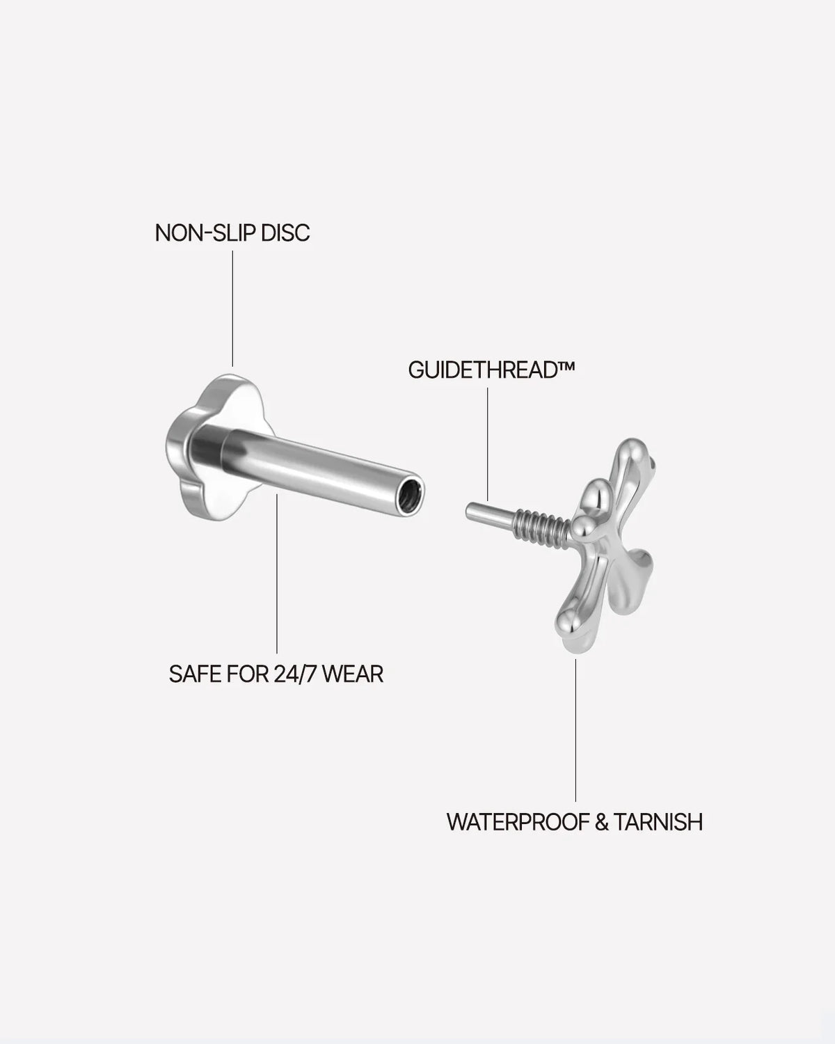 Crossbones Flatback Stud - Silver - image 8