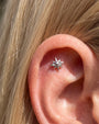 Solar Gaze Starburst Flatback Stud - Silver - image 4