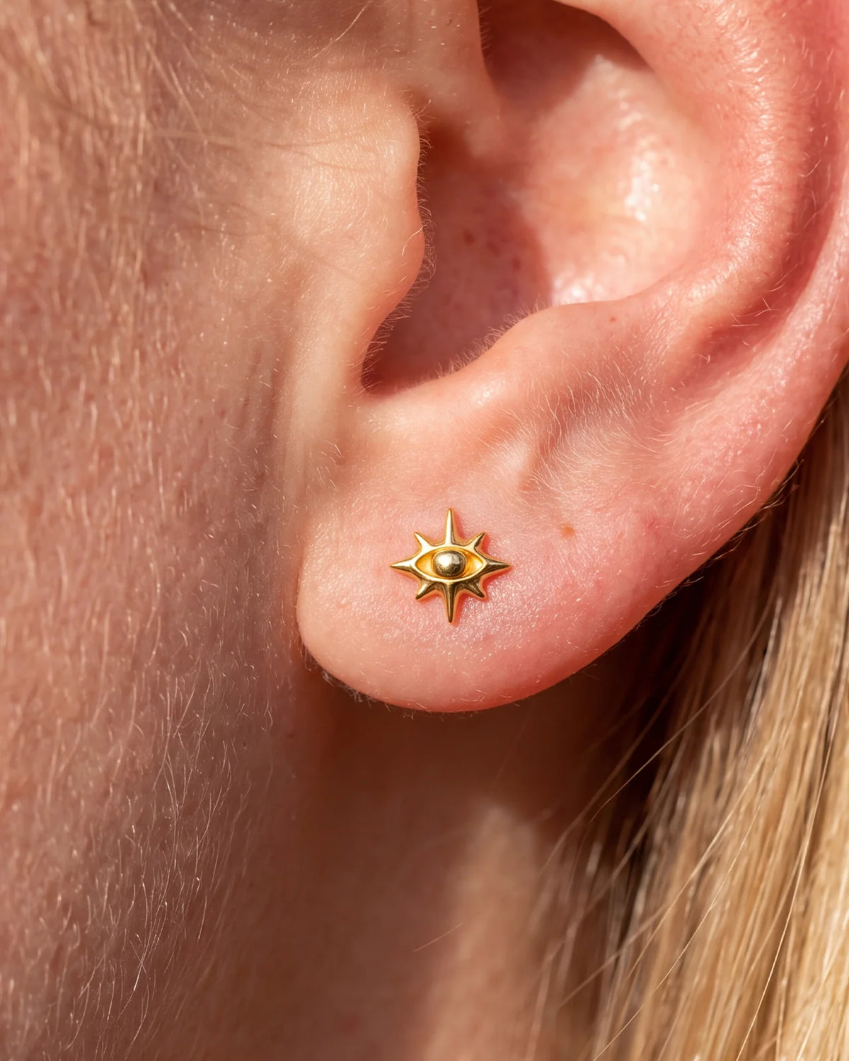 Solar Gaze Starburst Flatback Stud - Gold - image 3