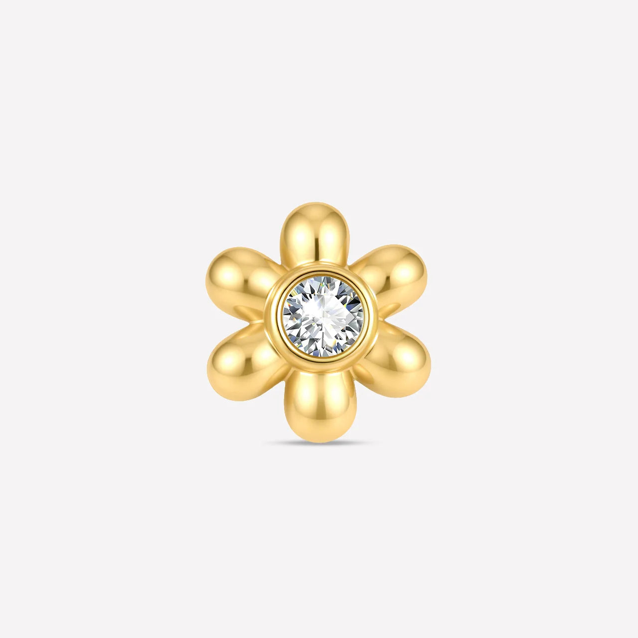 Petal Pop Flatback Stud - Gold Crystal Clear - front view