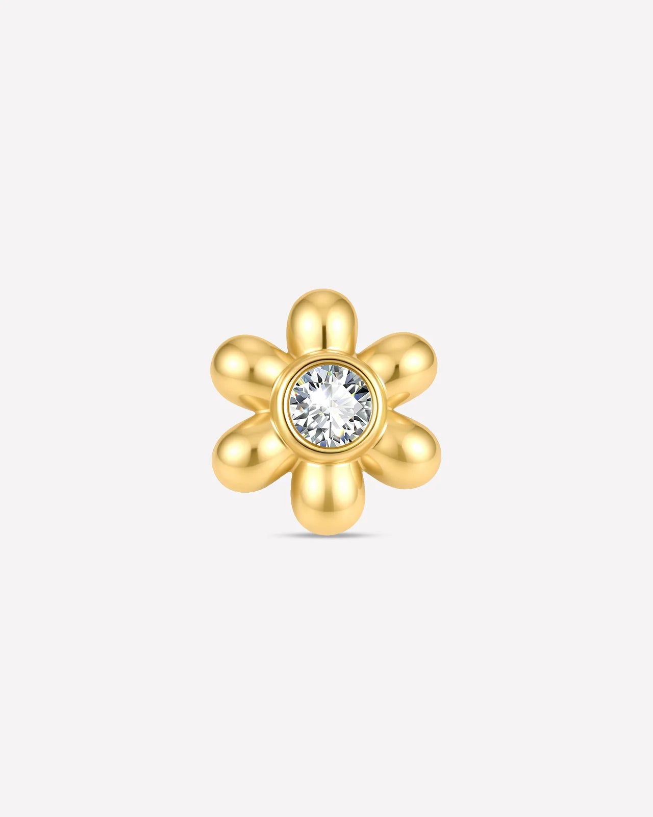 Petal Pop Flatback Stud - Gold Crystal Clear - front view