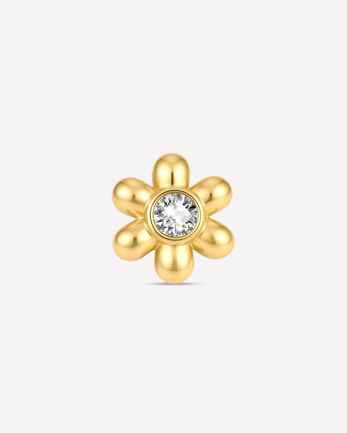 Petal Pop Flatback Stud - Gold Crystal Clear - front view