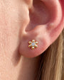 Petal Pop Flatback Stud - Gold Crystal Clear - lobe styling