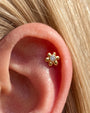 Petal Pop Flatback Stud - Gold Crystal Clear - flat styling