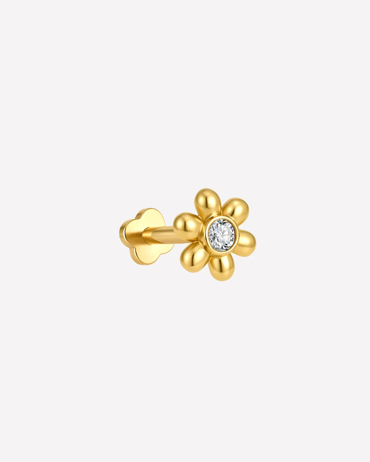 Petal Pop Flatback Stud - Gold Crystal Clear - side view