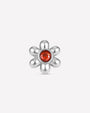 Petal Pop Flatback Stud - Silver Garnet Red - front view