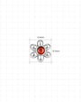 Petal Pop Flatback Stud - Silver Garnet Red - 5.5 x 6.2mm size guide