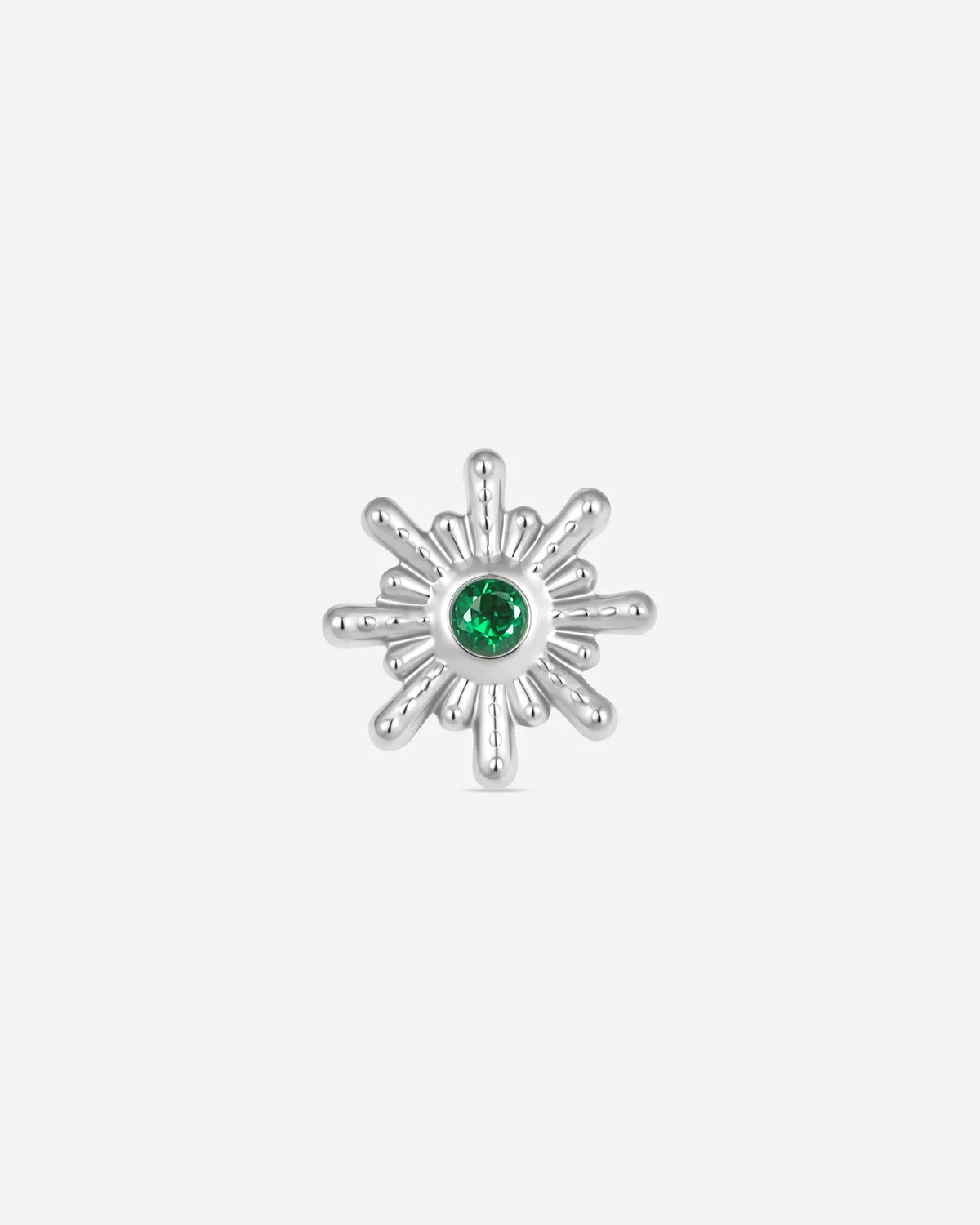 Sunbeam Flatback Stud - Silver Emerald Green - front view