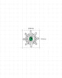 Sunbeam Flatback Stud - Silver Emerald Green - 6.9mm size guide